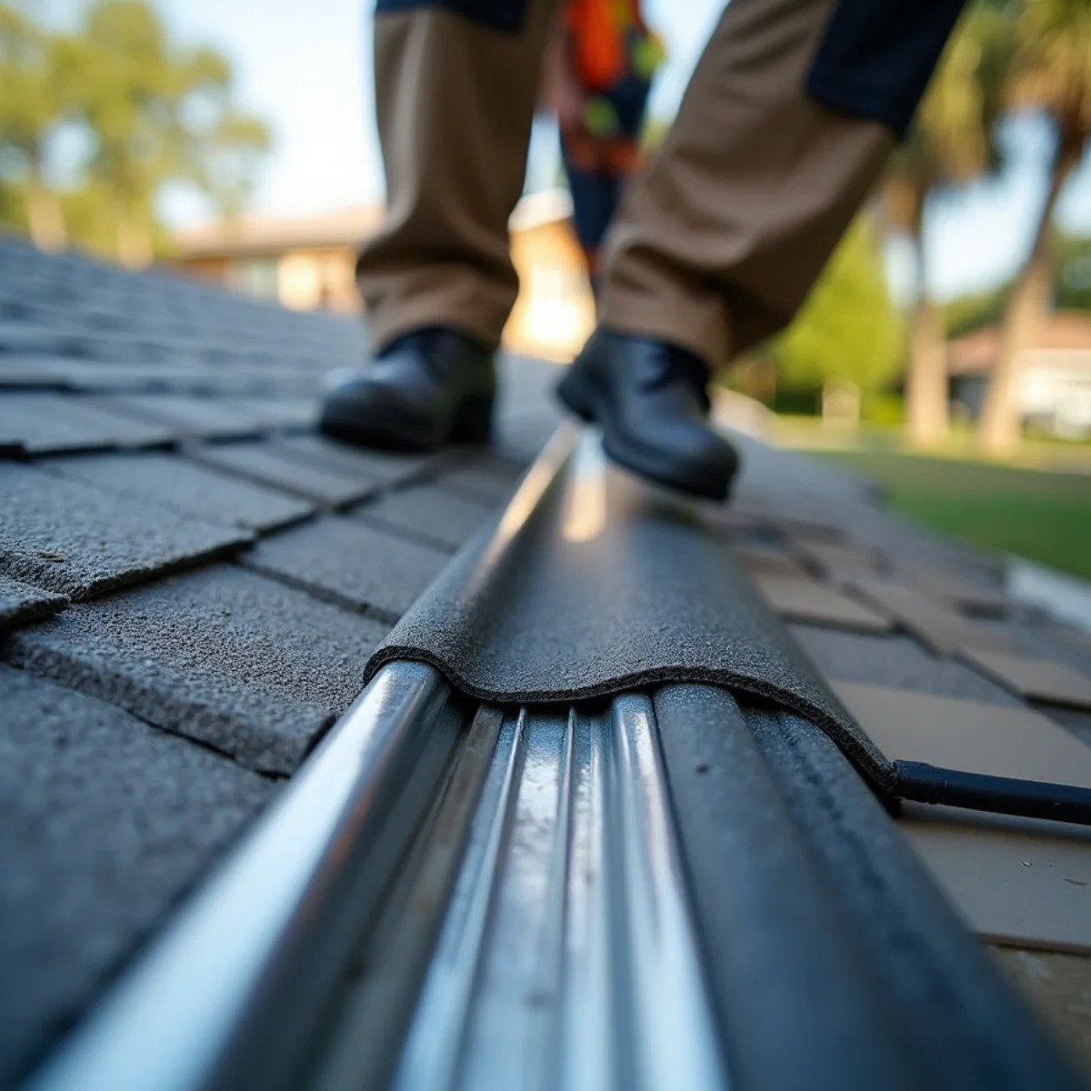 Waterproof membrane tie-in along manufactured carport and screen lanai roof connection